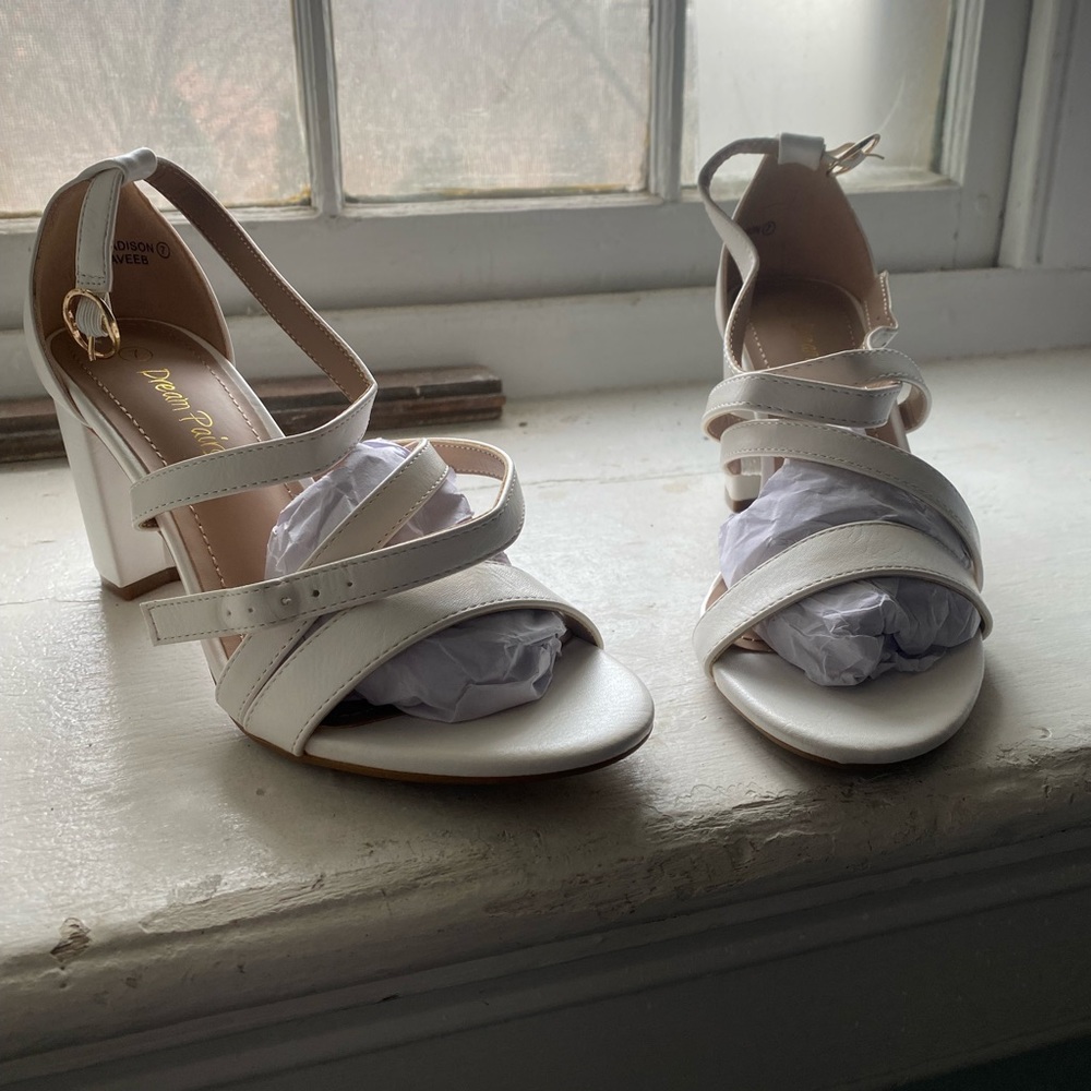 White, chunky heels.